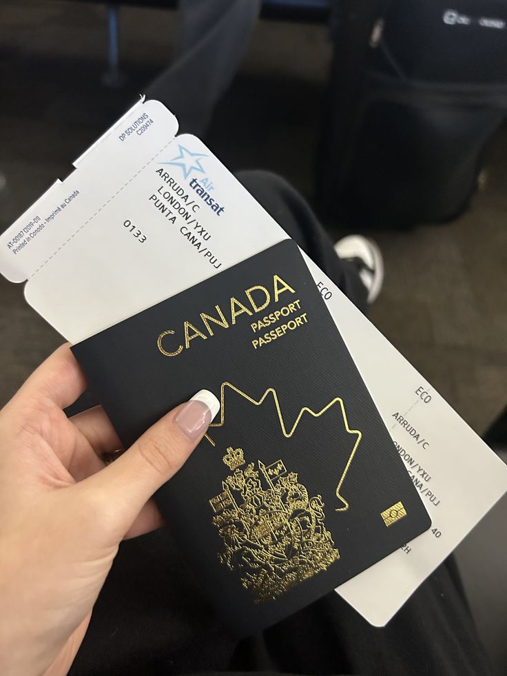 Passport and boarding materials in a travel setting